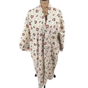 Vtg Aristeo Womens Cream Floral Paisley Terry Cloth Robe O/S Made in USA NO BELT